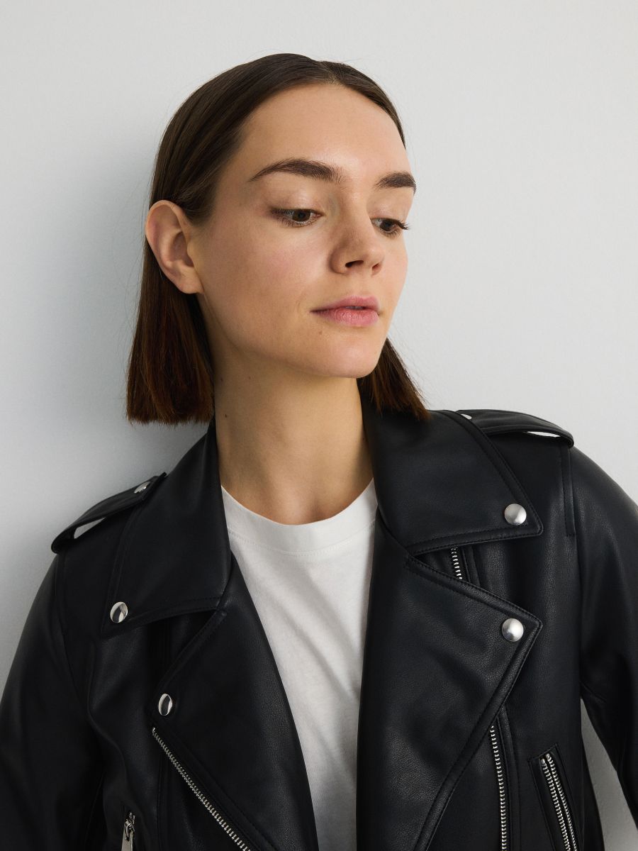 Faux leather biker jacket Color black - RESERVED - ZR678-99X