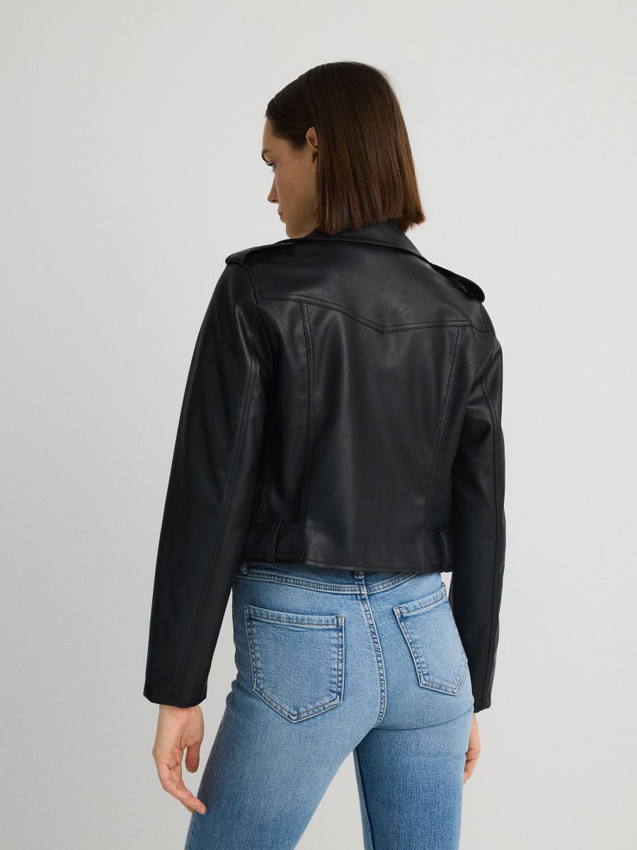 Brunt Letter レッテル　ブラック Faux leather biker jacket Color black - RESERVED - ZR678-99X