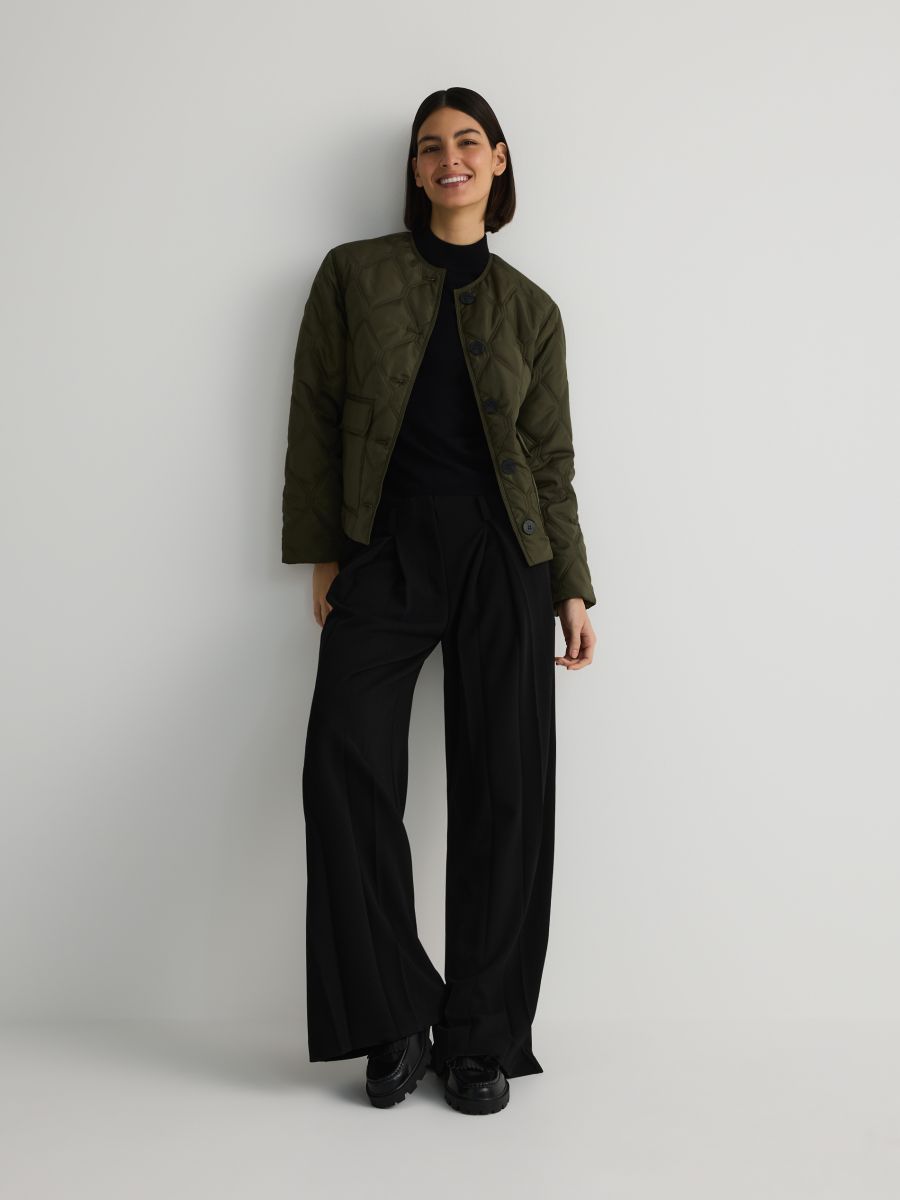 Pikowana kurtka oversize - zielony - RESERVED - 3