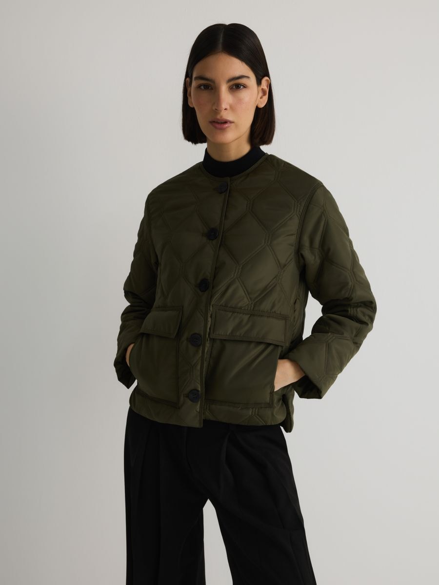 Pikowana kurtka oversize - zielony - RESERVED - 4