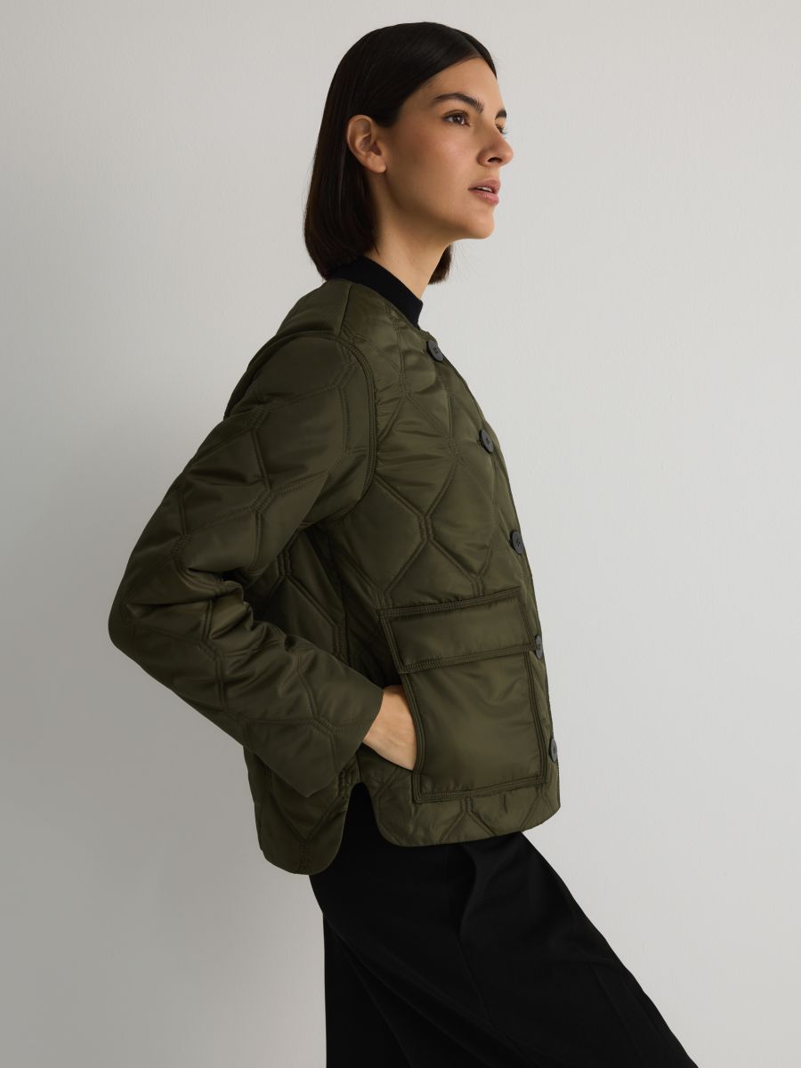 Pikowana kurtka oversize - zielony - RESERVED - 5