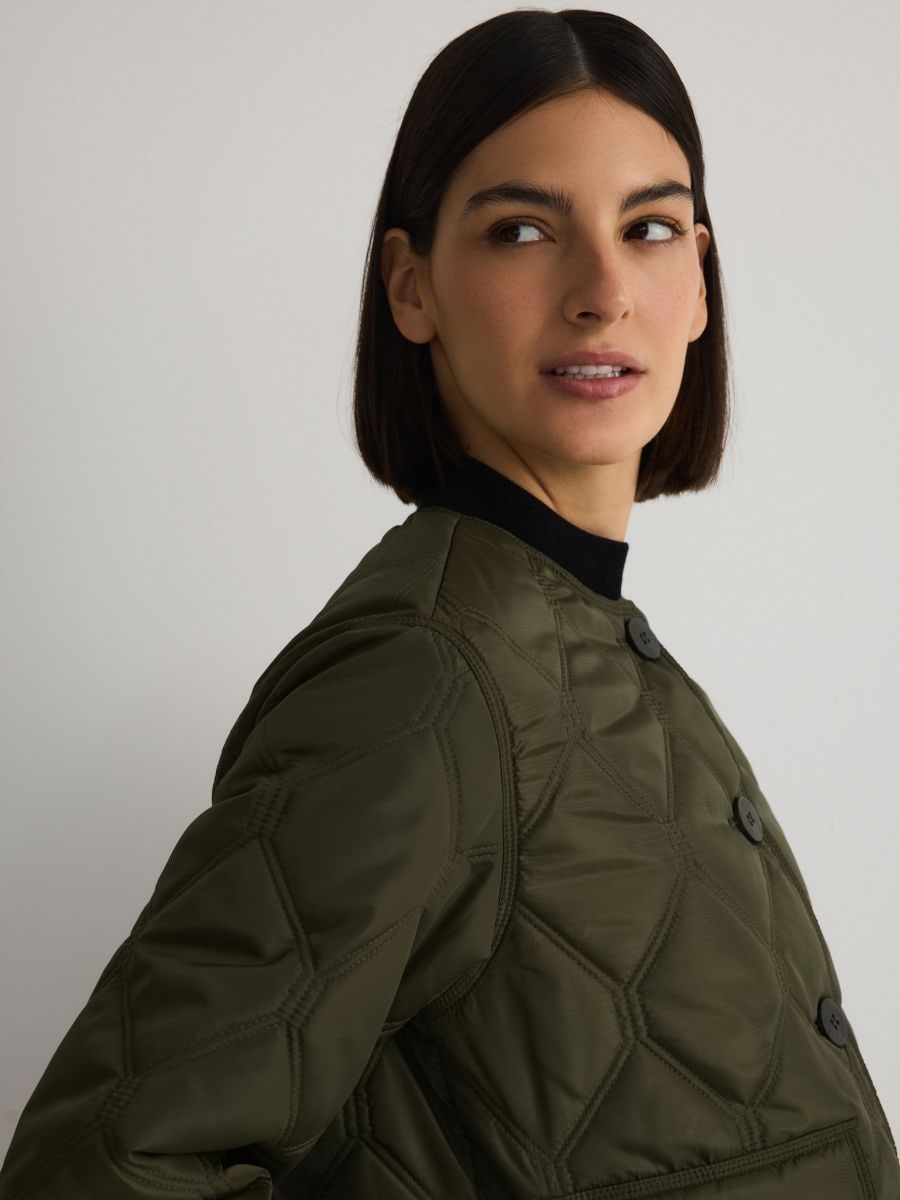 Pikowana kurtka oversize - zielony - RESERVED - 6