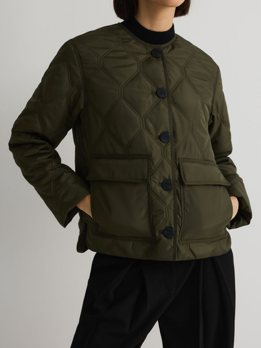 Pikowana kurtka oversize - zielony - RESERVED - 7