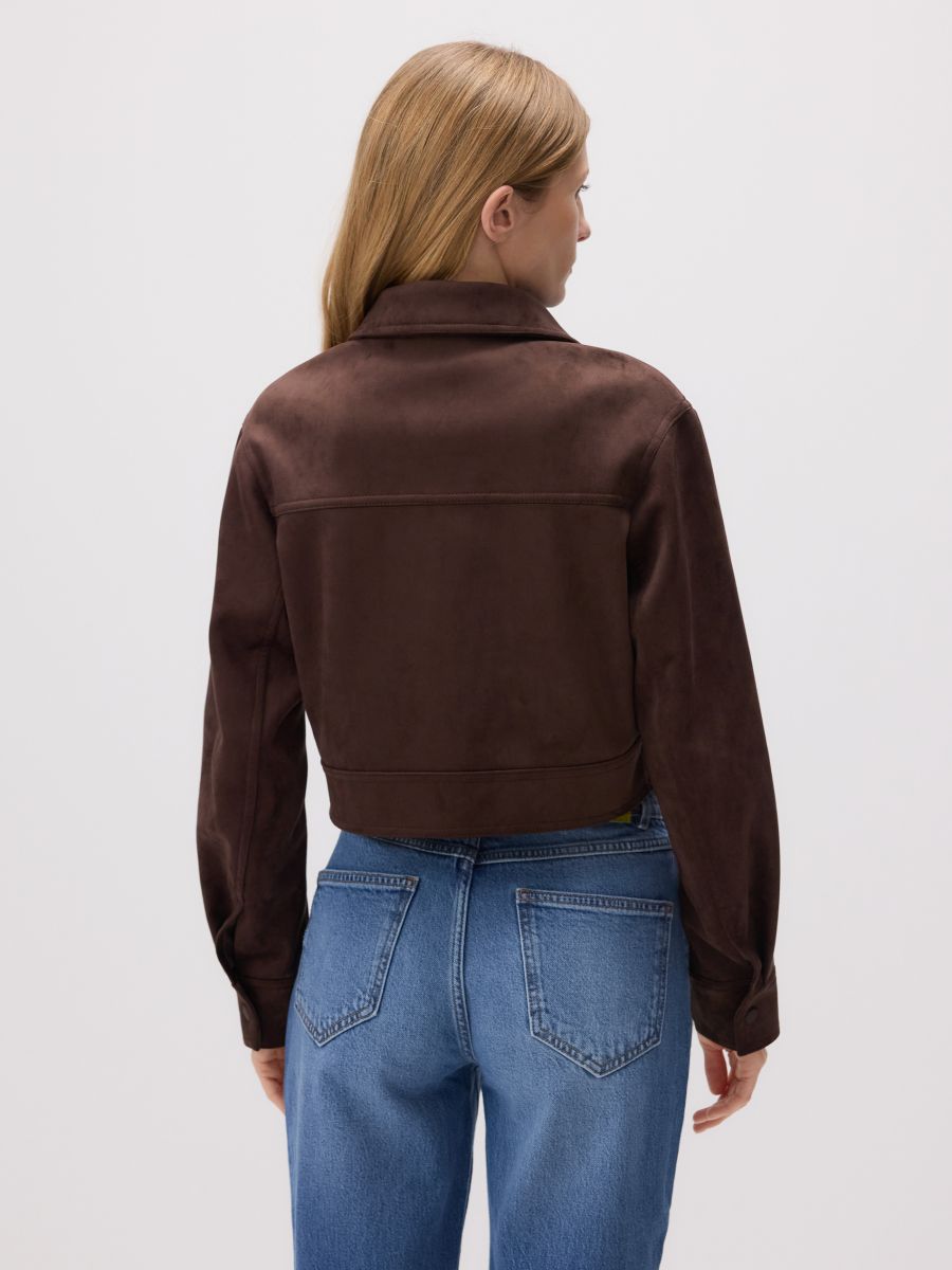 Cropped jacket with collar - dusty brown - RESERVED - 4