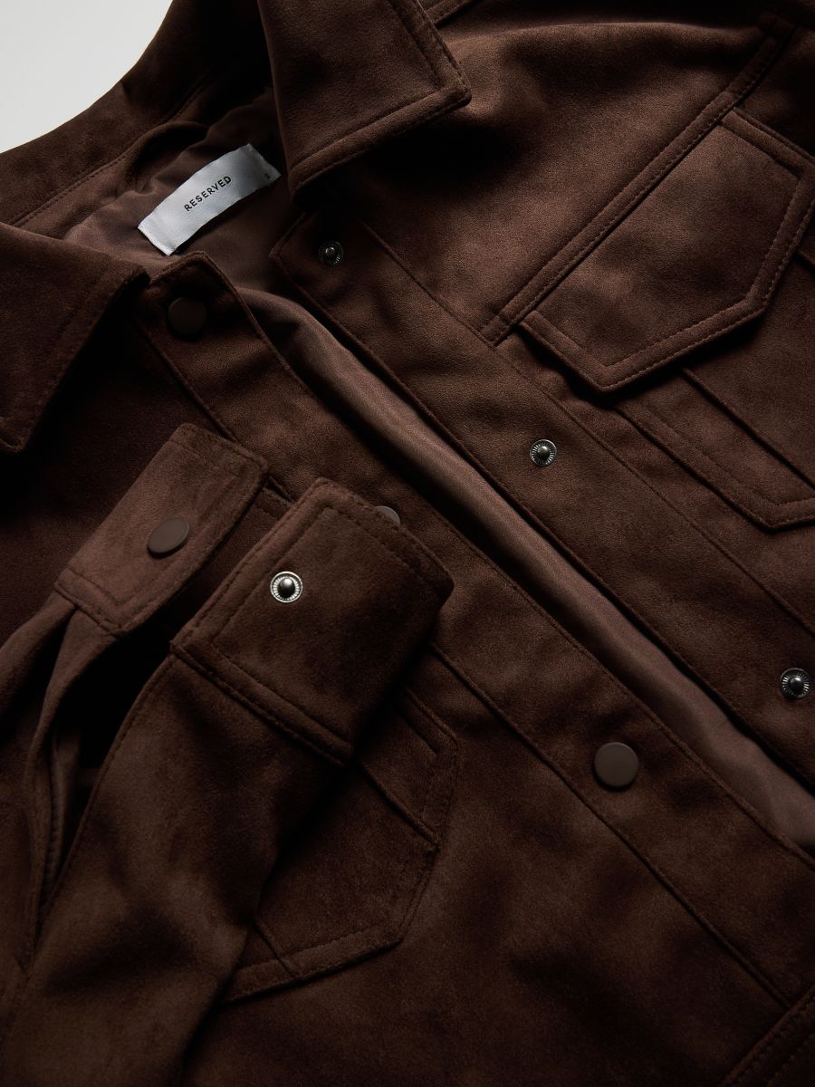 Cropped jacket with collar - dusty brown - RESERVED - 7