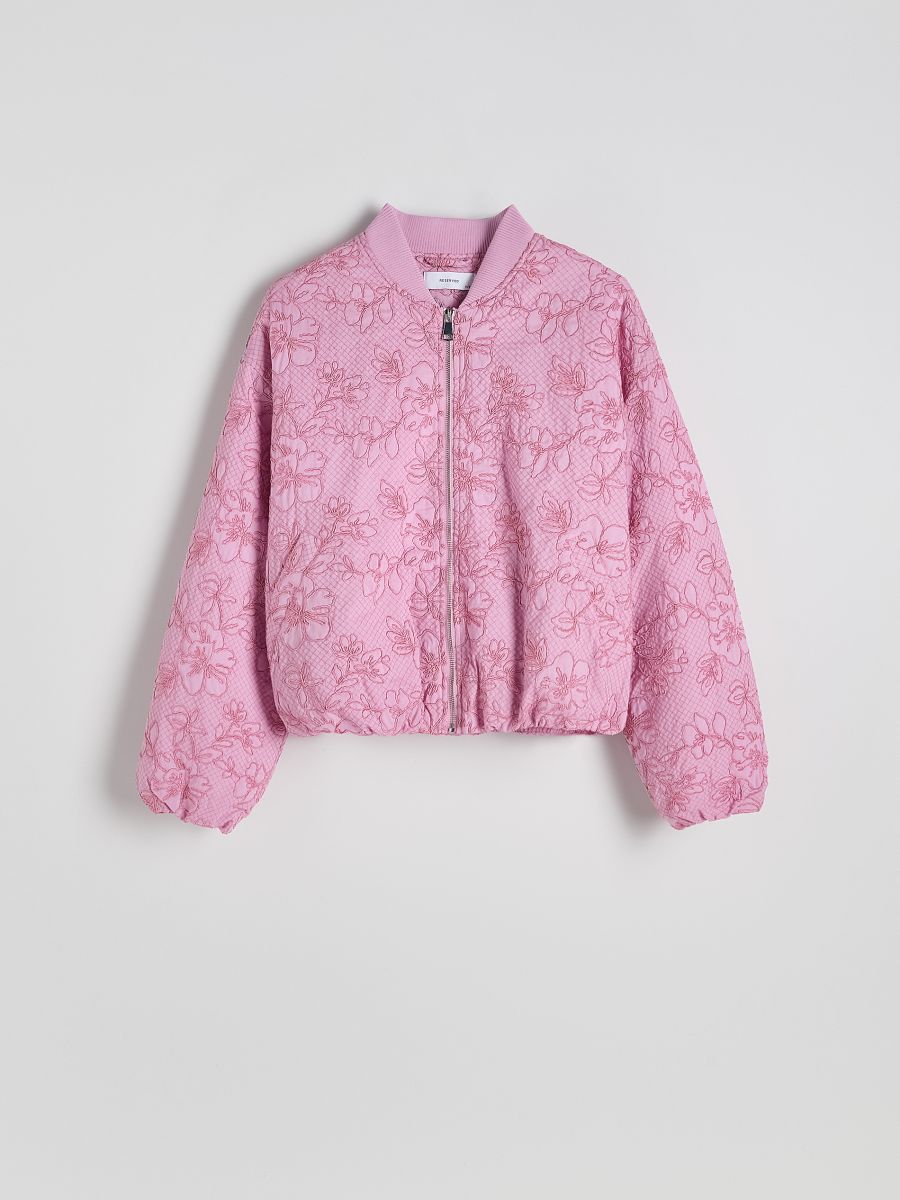 Lightweight cotton jacket with decorative embroidery detailing - pink - RESERVED