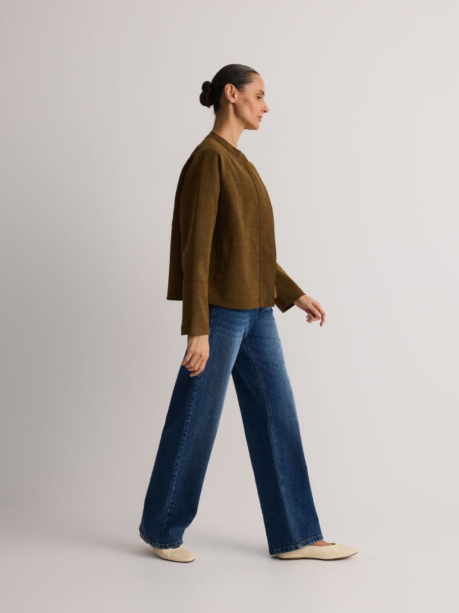Veste en imitation daim - vert kaki - RESERVED - 3