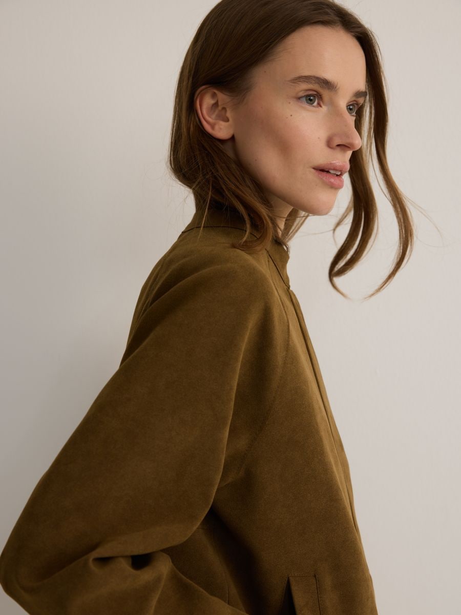 Veste en imitation daim - vert kaki - RESERVED - 5