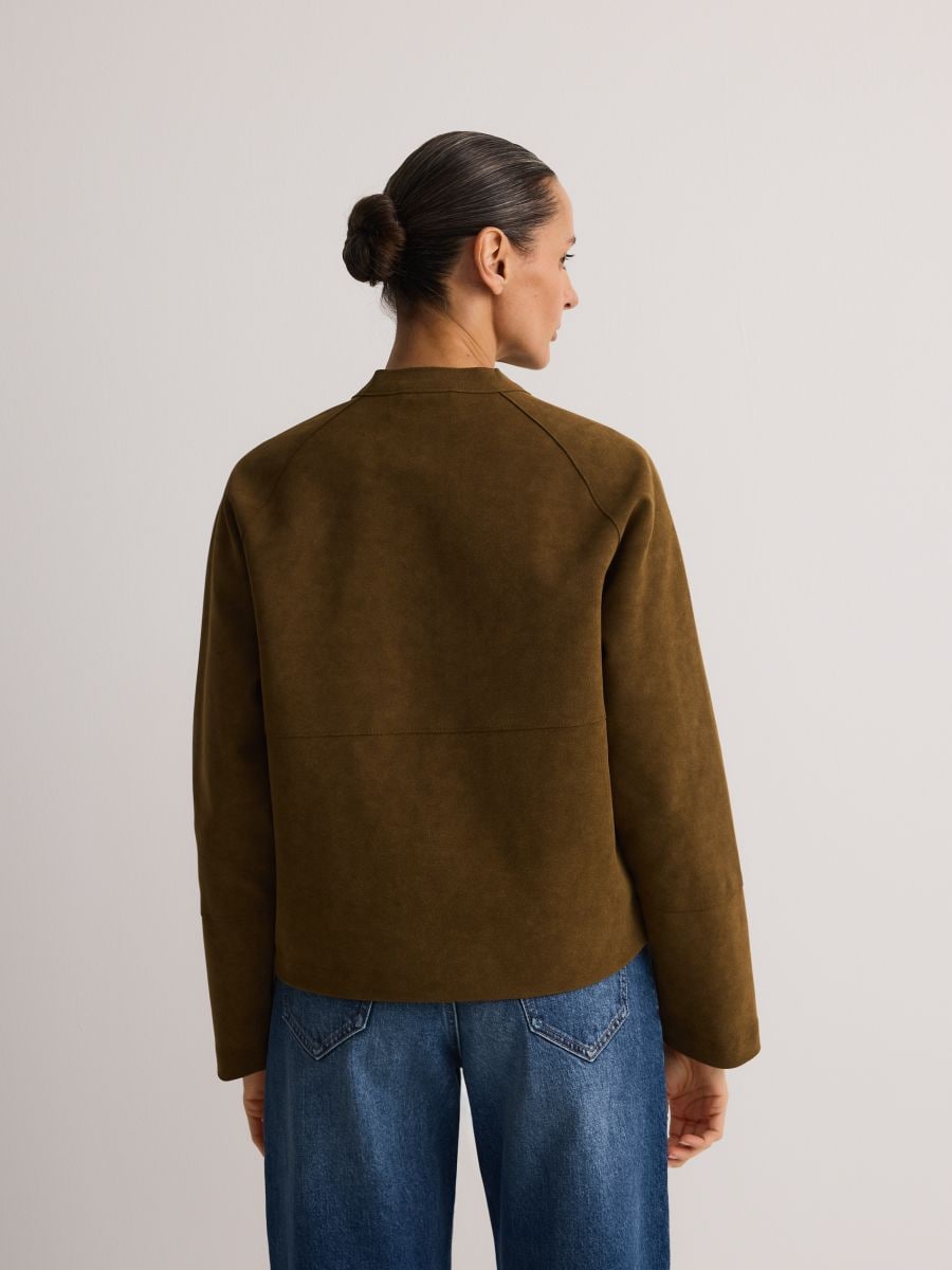 Veste en imitation daim - vert kaki - RESERVED - 5