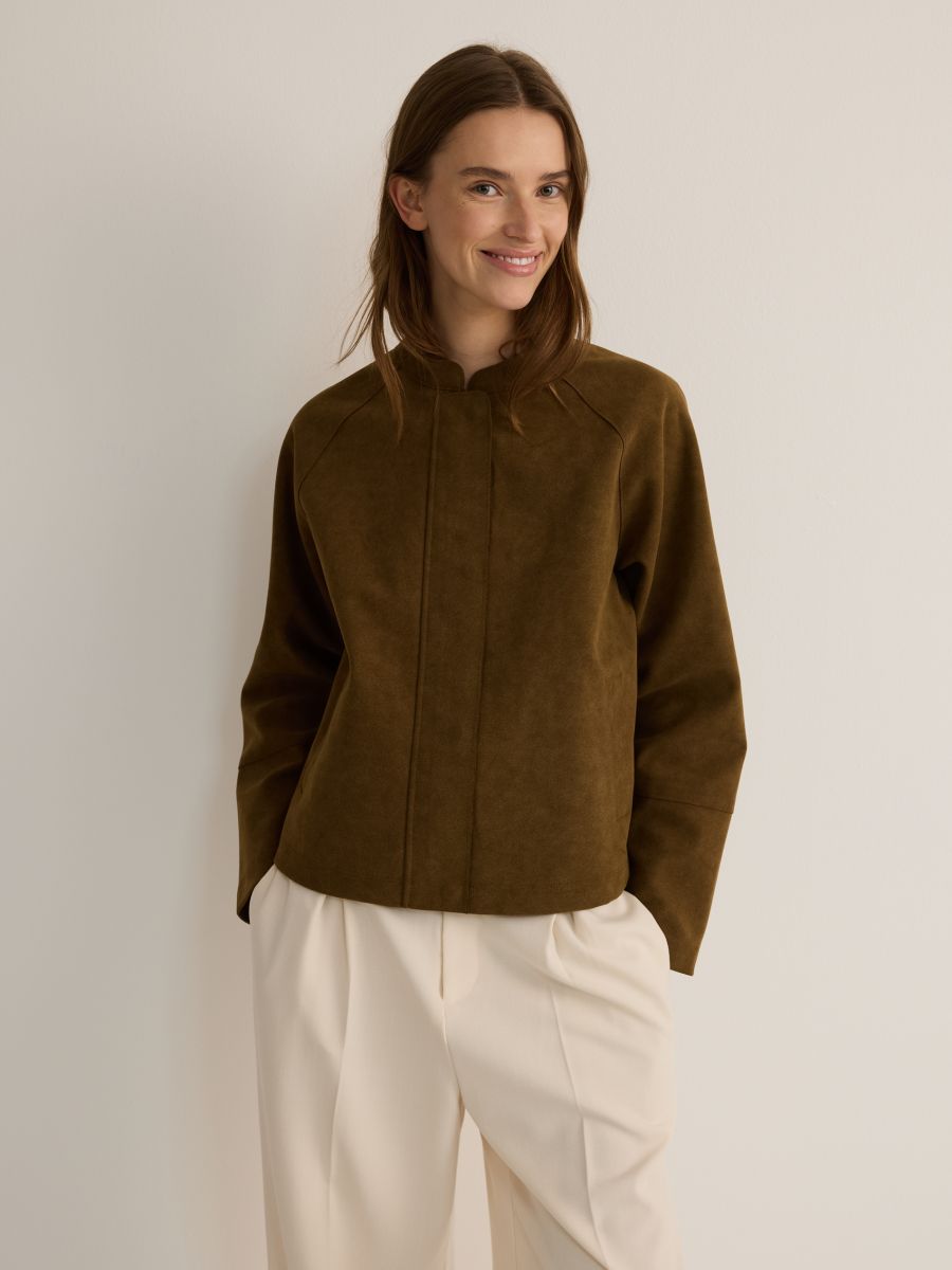 Veste en imitation daim - vert kaki - RESERVED - 3