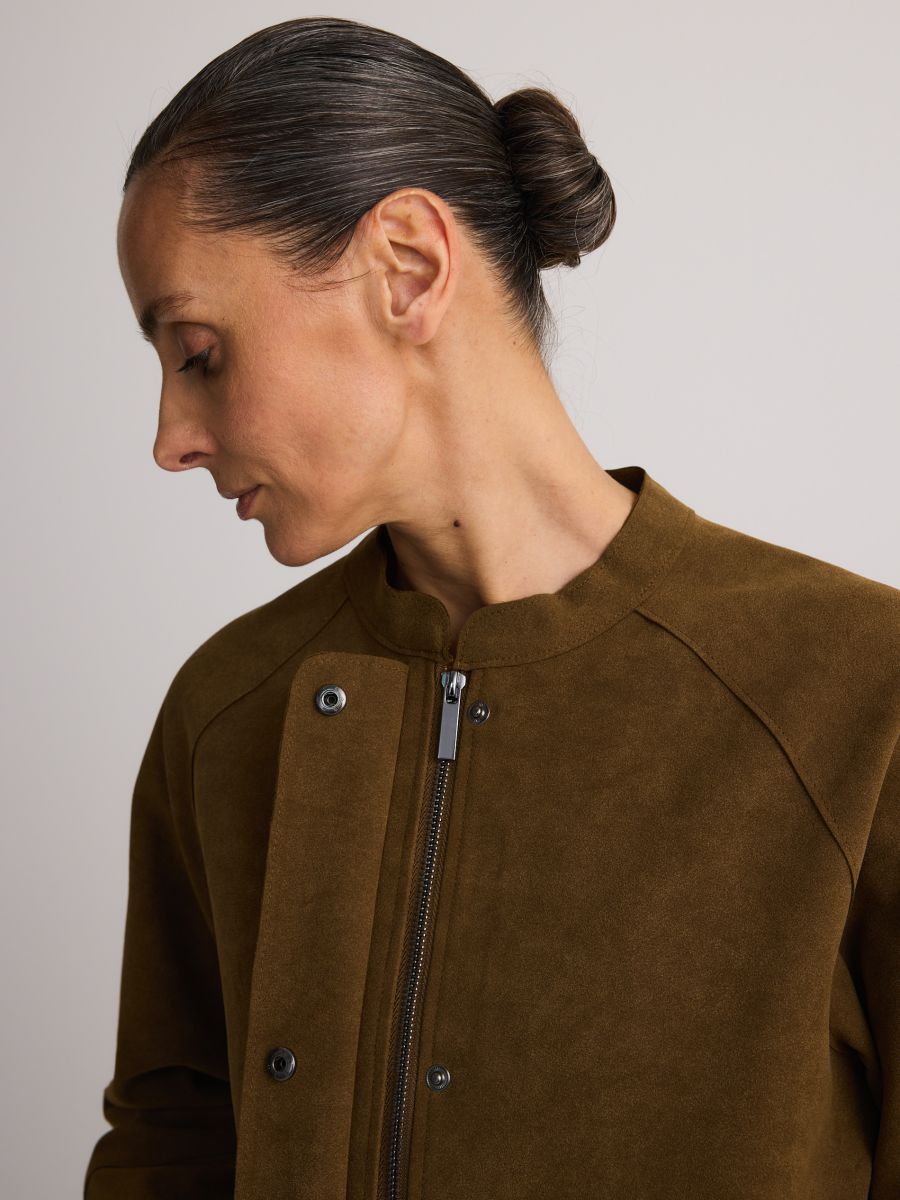 Veste en imitation daim - vert kaki - RESERVED - 6