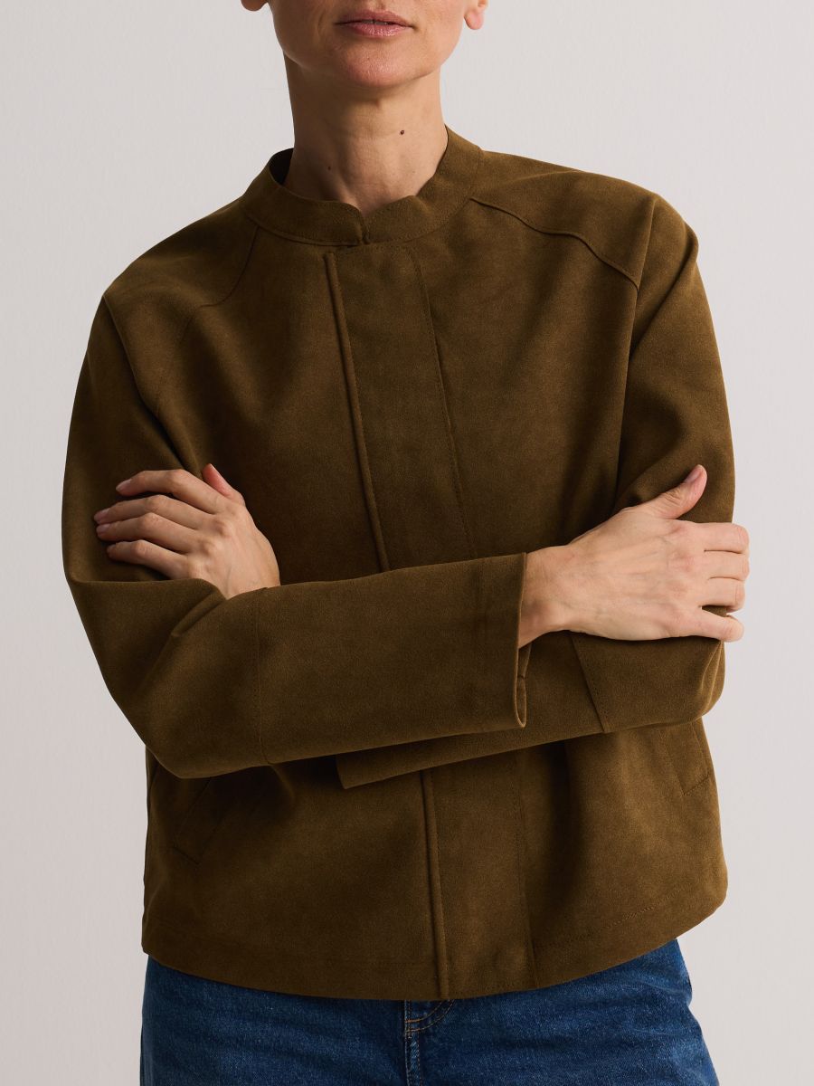 Veste en imitation daim - vert kaki - RESERVED - 4
