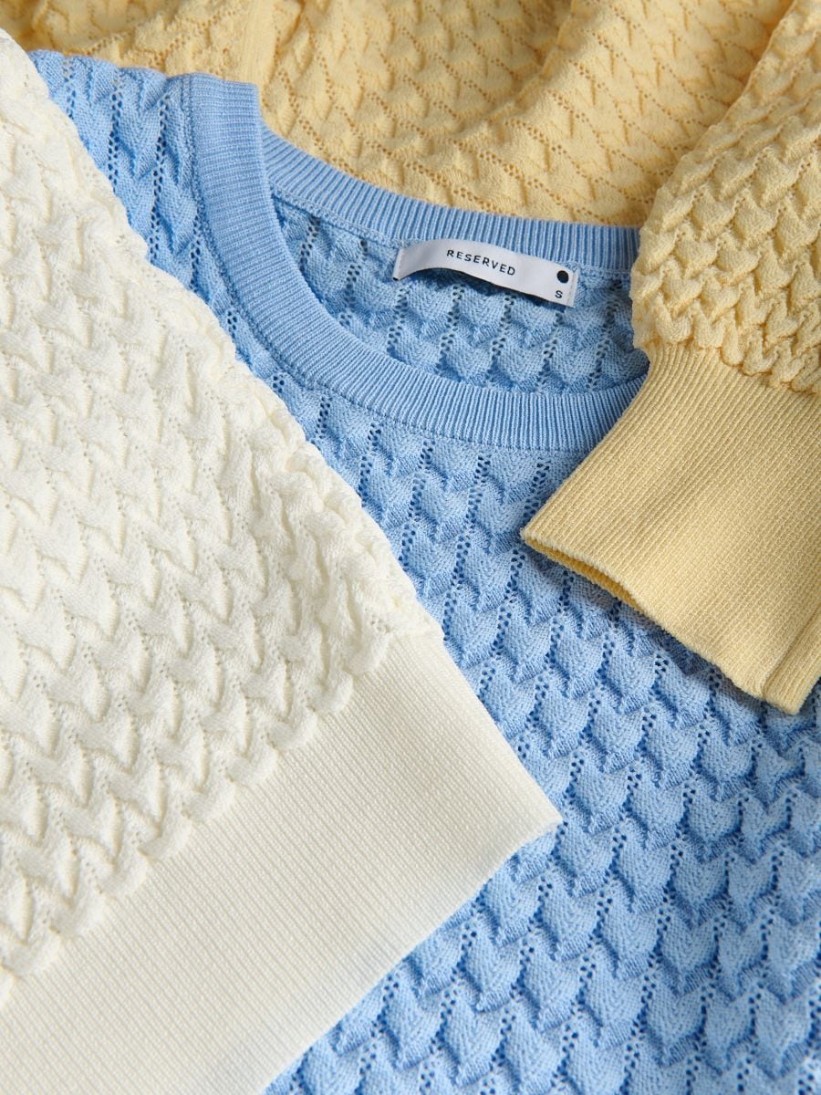 Textured viscose sweater - light yellow - RESERVED - 4