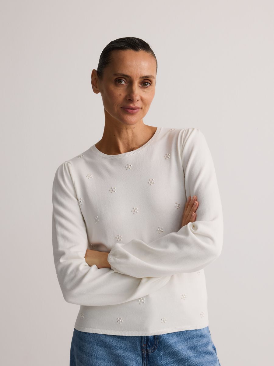Sweater with decorative appliqués - cream - RESERVED - 2