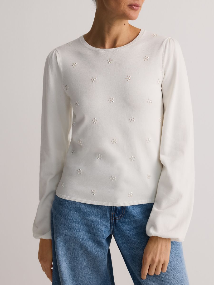 Sweater with decorative appliqués - cream - RESERVED - 4