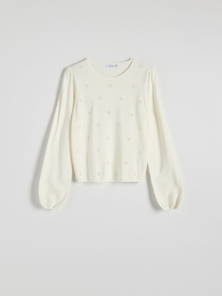 Sweater with decorative appliqués - cream - RESERVED - 6
