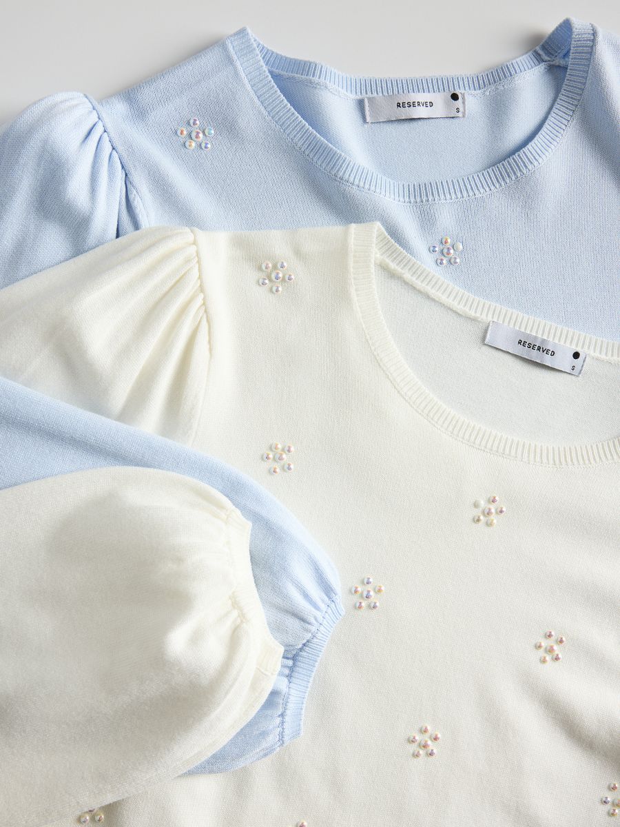 Sweater with decorative appliqués - cream - RESERVED - 7
