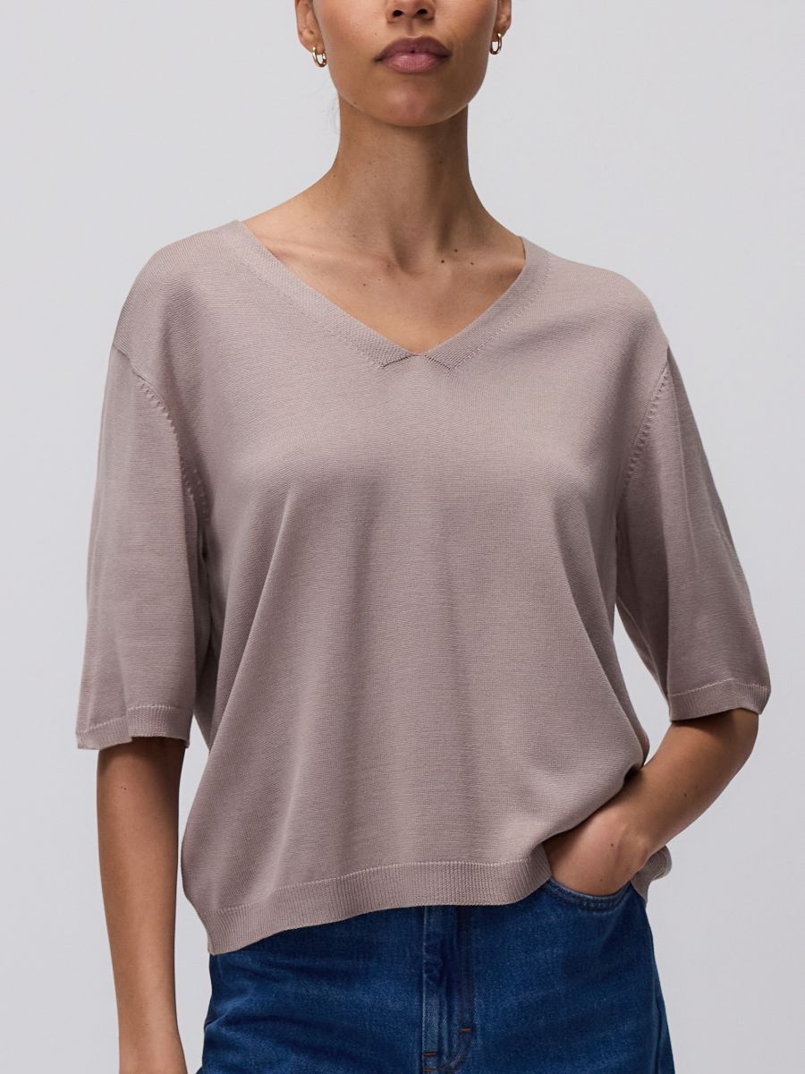 V neck blouse - beige - RESERVED