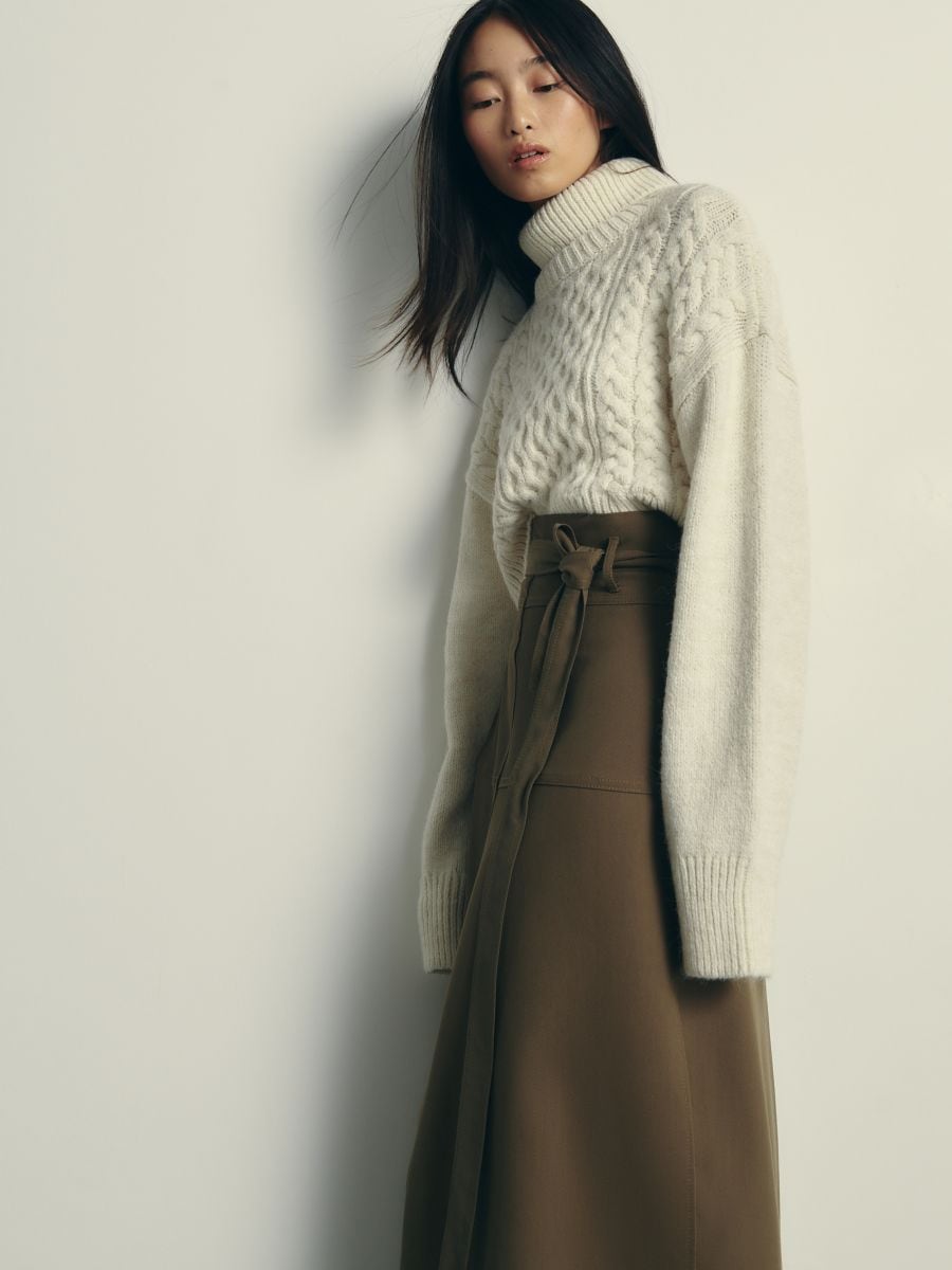 Maxi skirt with side split - brownish green - RESERVED - 2