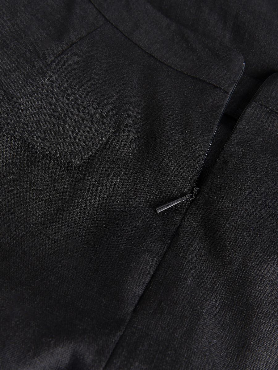 Linen blend midi skirt - black - RESERVED - 5