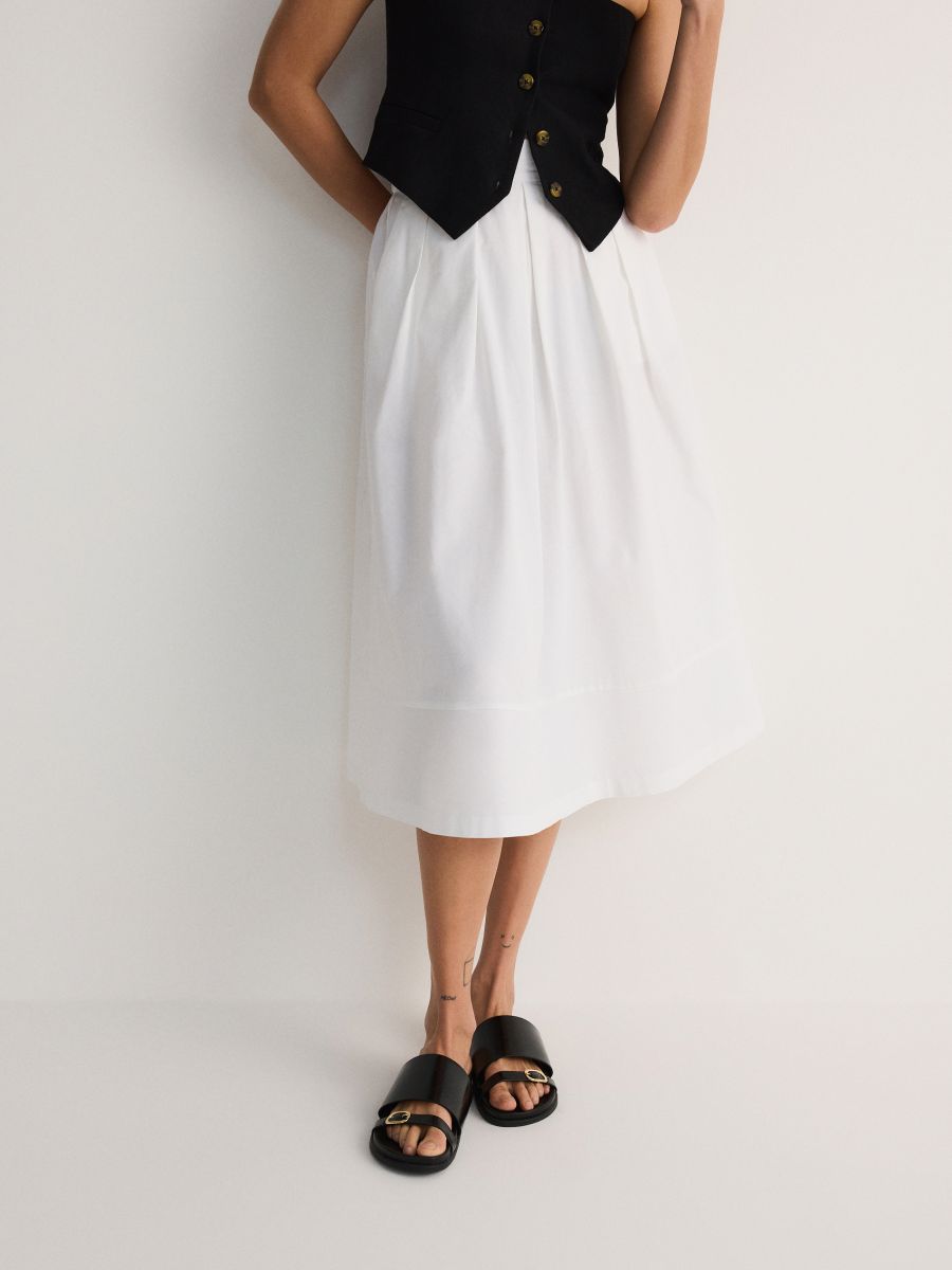 Flared midi skirt - white - RESERVED - 2