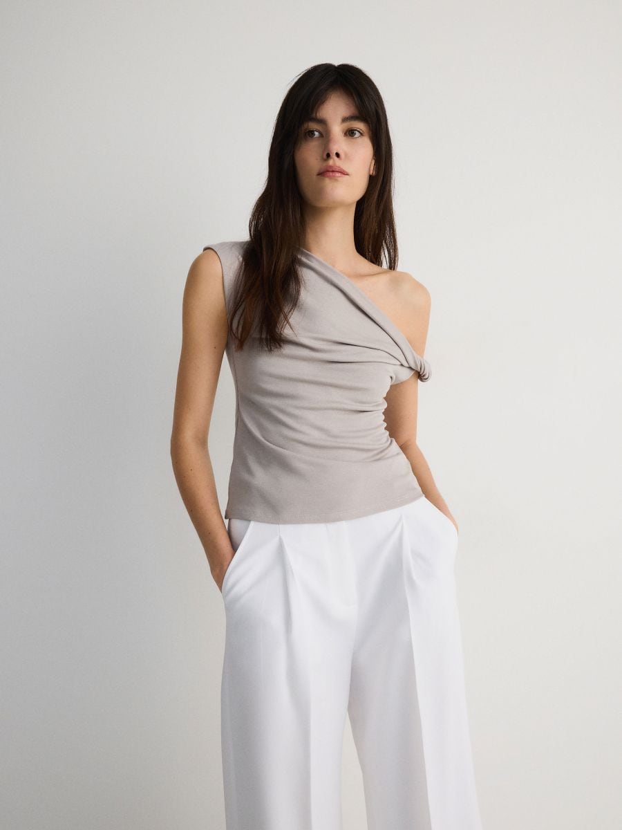 Top with shoulder knot - light grey - RESERVED