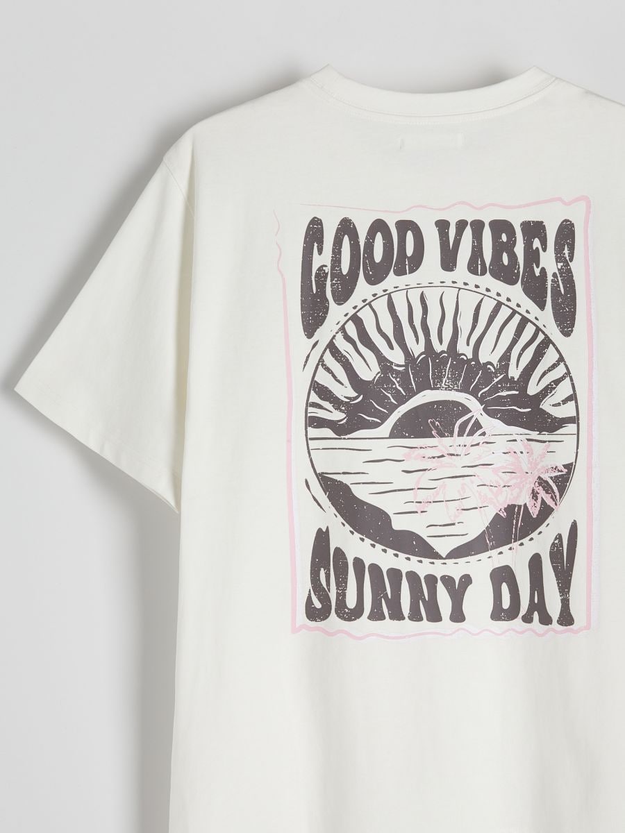Oversized T-shirt with print - cream - RESERVED - 4
