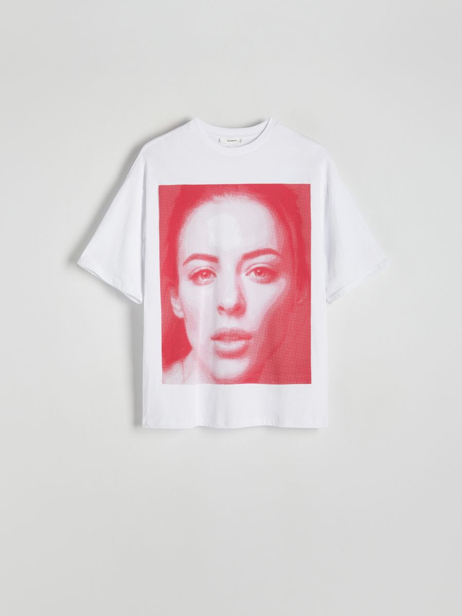 T-shirt en coton imprimé - fuschia - RESERVED