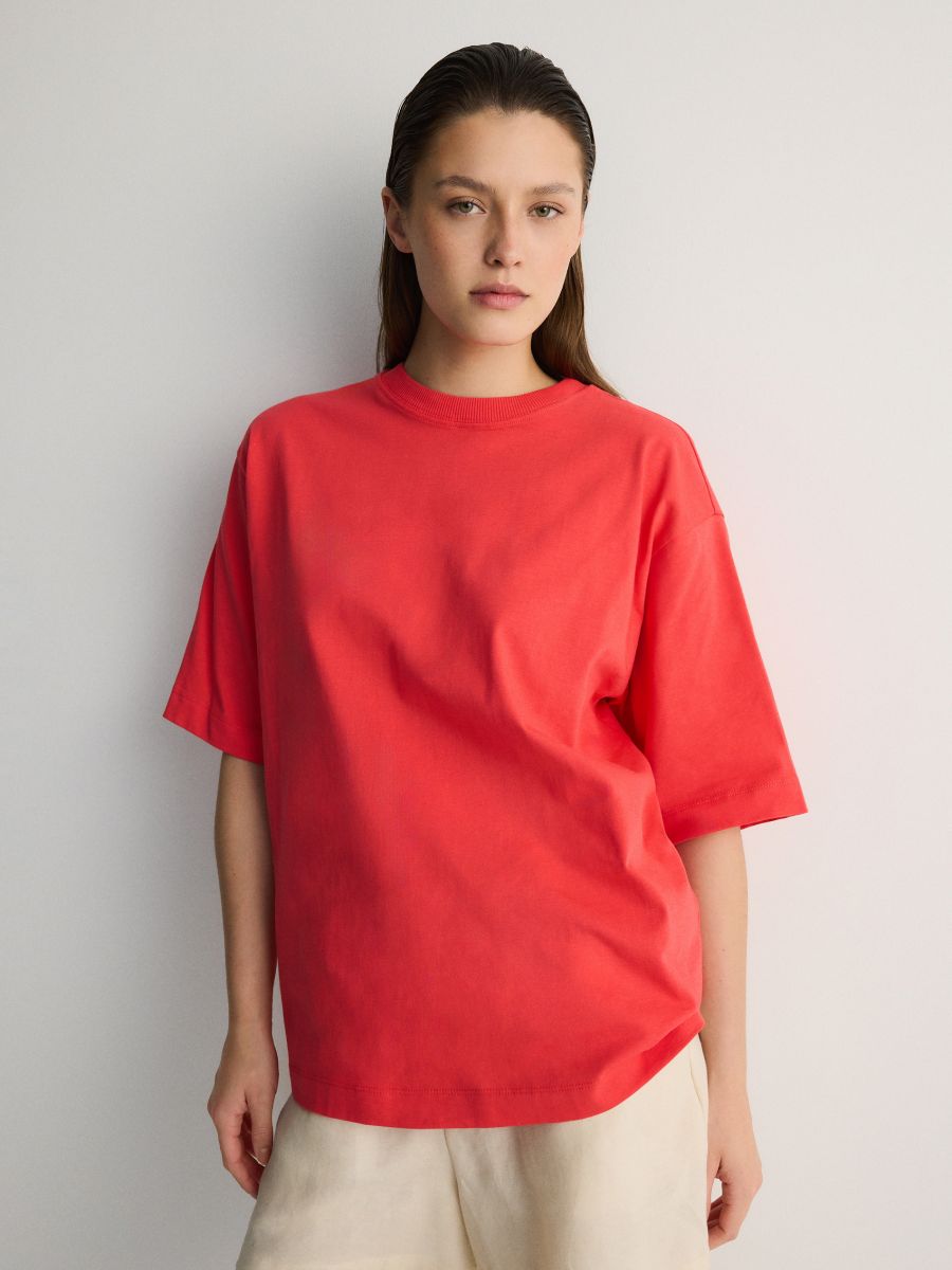 Oversize tričko - červená - RESERVED