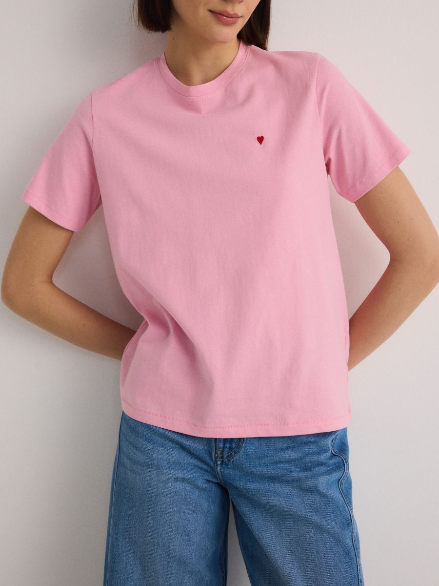 LADIES` T-SHIRT - pastel pink - RESERVED - 2