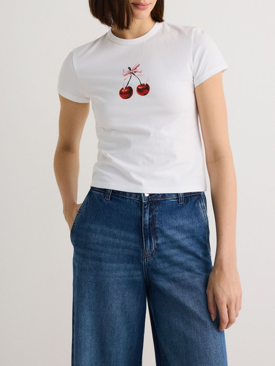 Regular fit printed T-shirt - white - RESERVED - 2