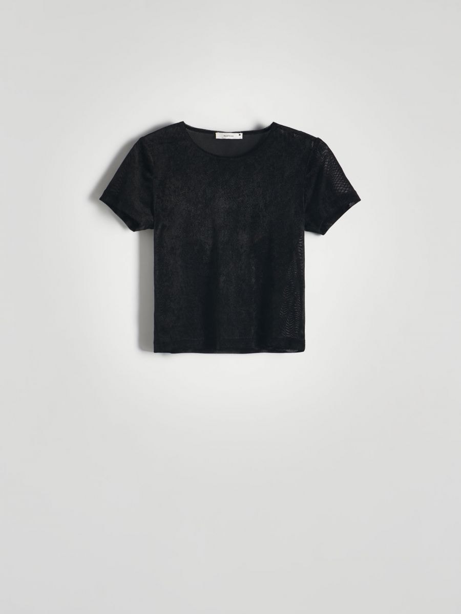 Mesh top with scarf - black - RESERVED - 3