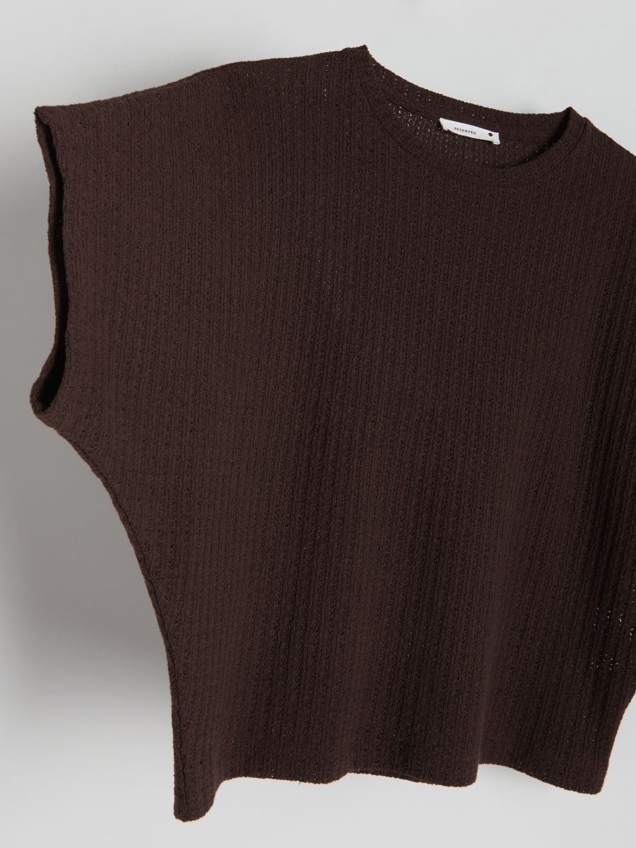 T-shirt in structured jersey - brown - RESERVED - 6