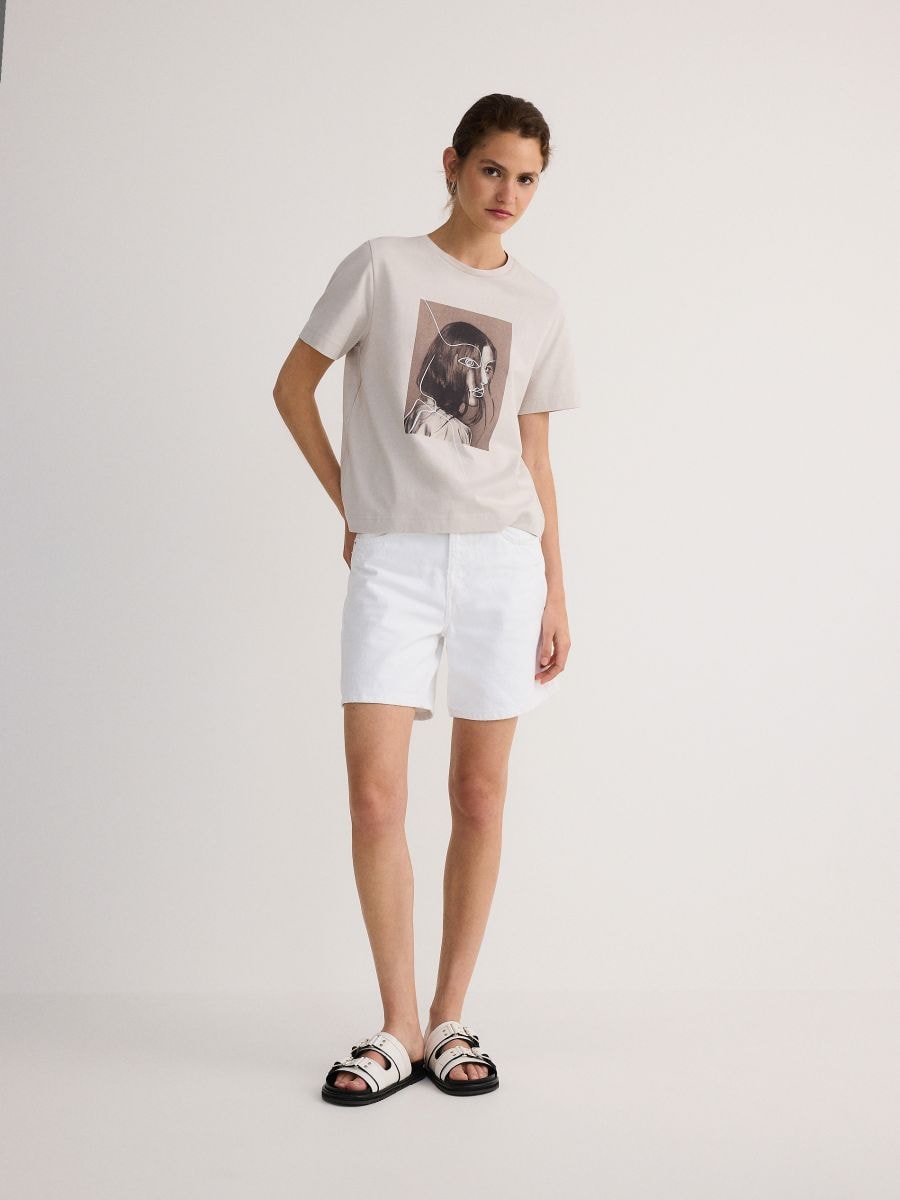 T-shirt with print - beige - RESERVED - 2
