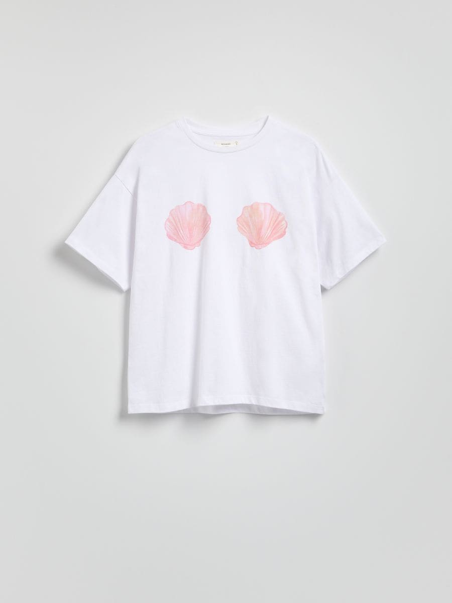 Tricou din bumbac cu imprimeu - alb - RESERVED
