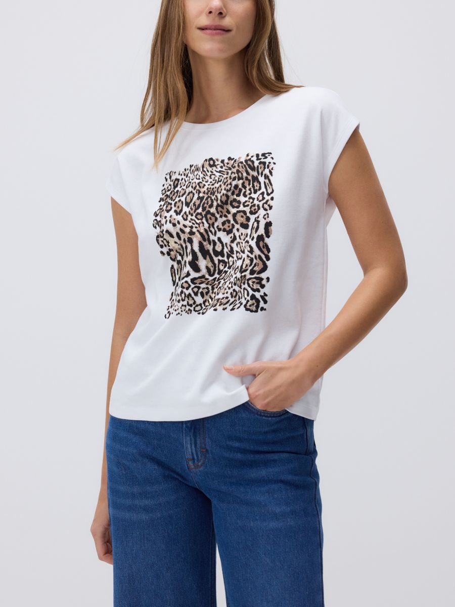 T-shirt with leopard print - white - RESERVED - 2