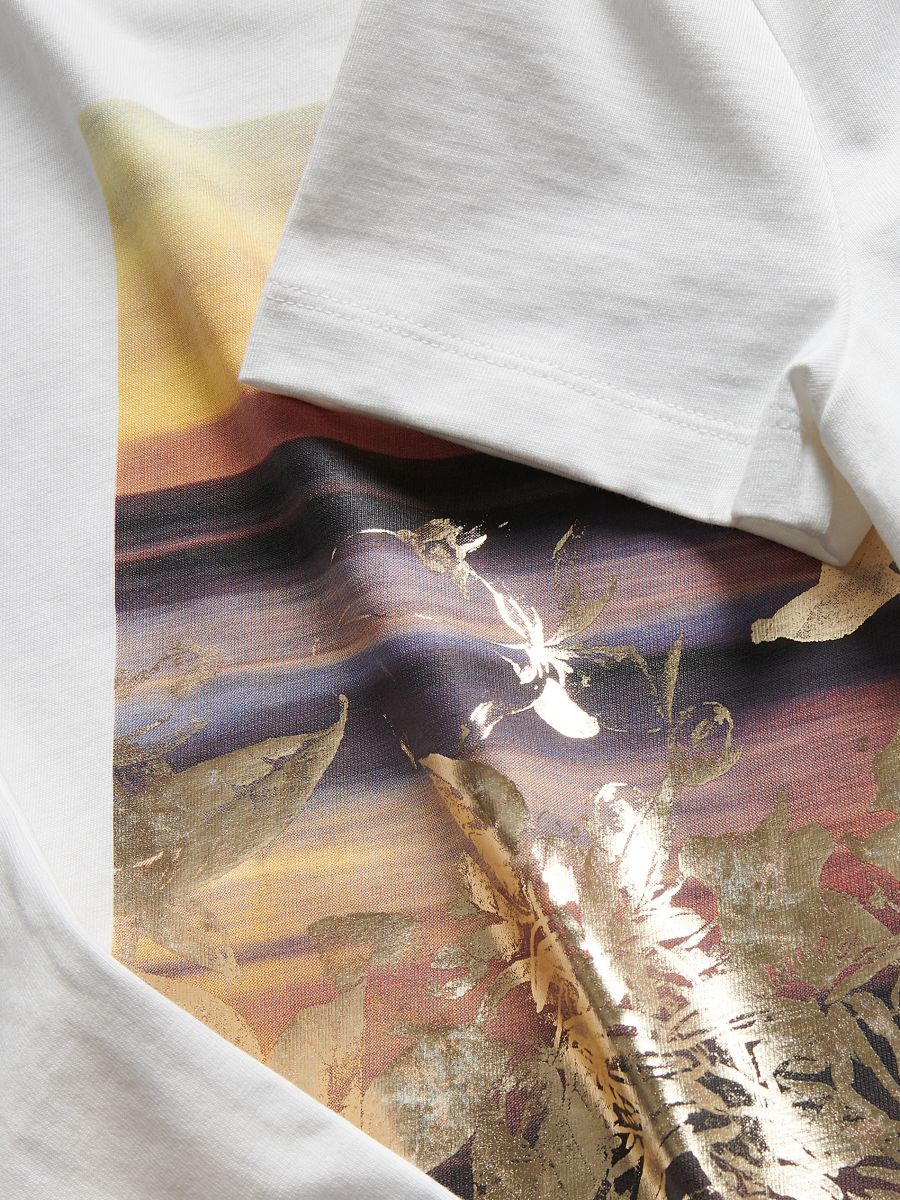 T-shirt with shiny print - white - RESERVED - 2