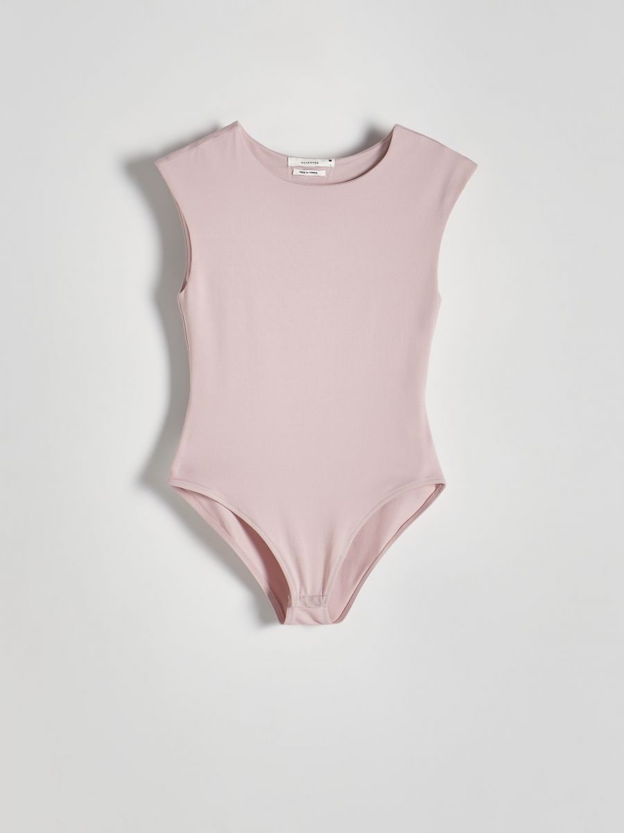 Rib knit jersey bodysuit Color pastel pink - RESERVED - ZS497-03X