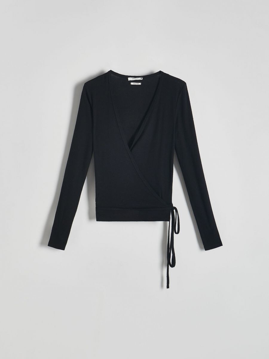 Wrap Blouse - Black - Ladies