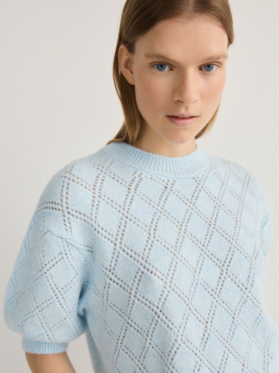 Openwork pattern jumper - pale blue - RESERVED - 2