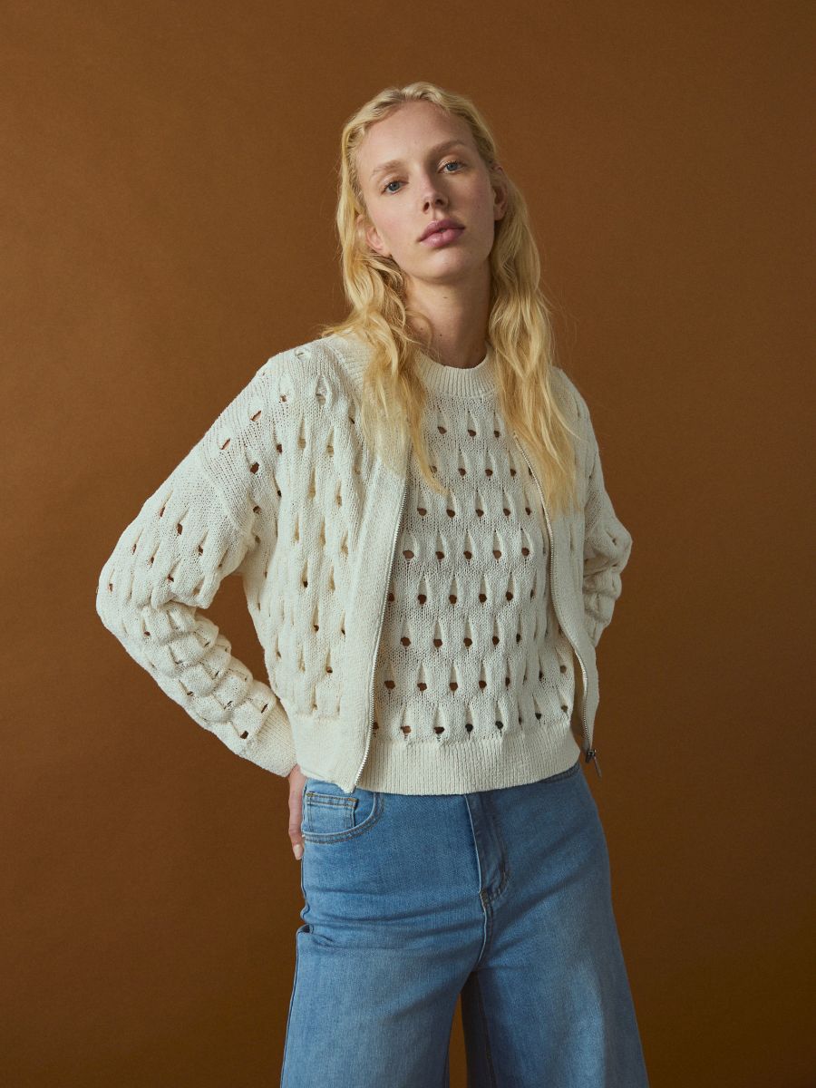 Pullunder mit Lochmuster - beige - RESERVED - 6