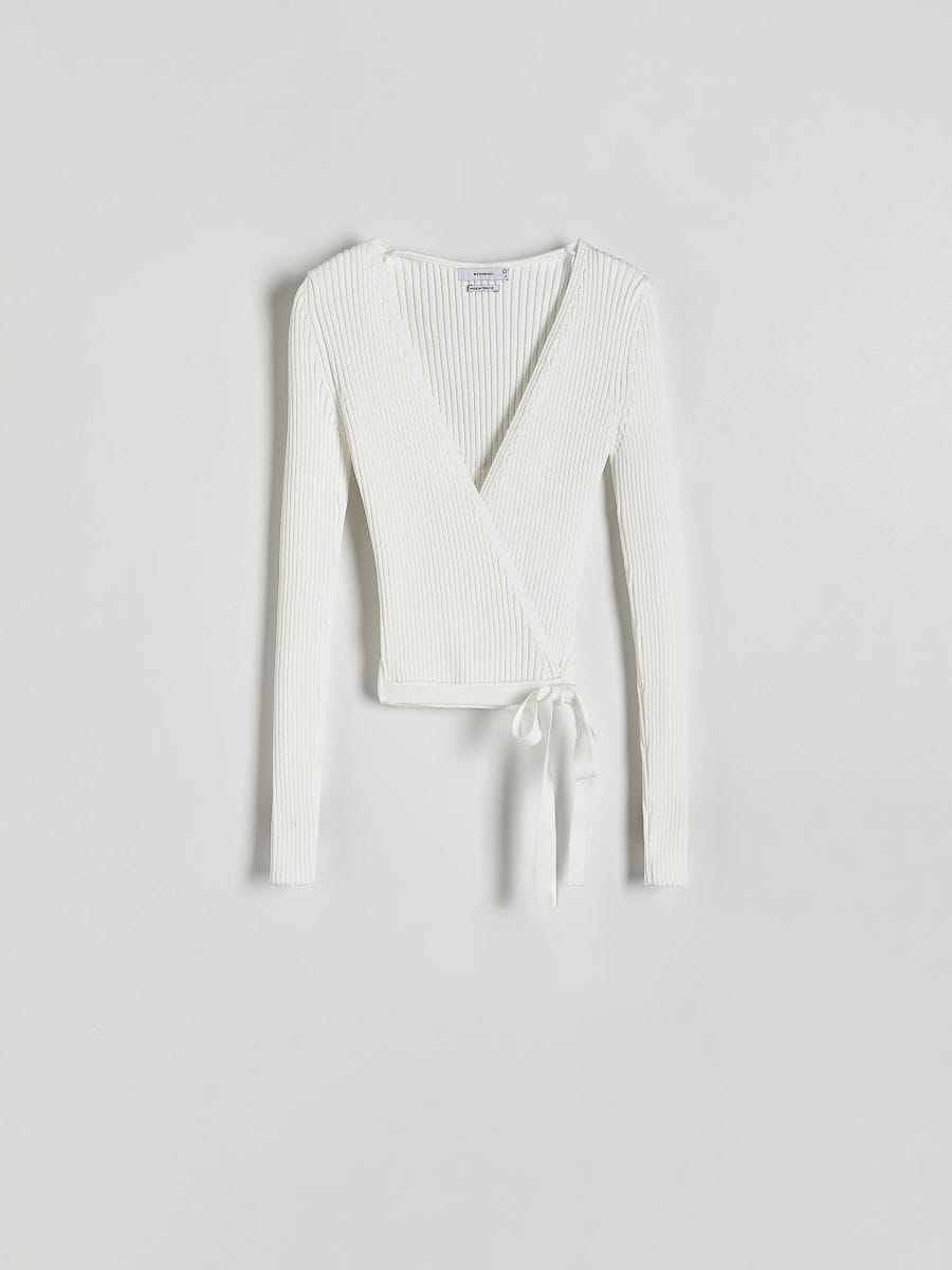 Jumper with tie detail - cream - RESERVED