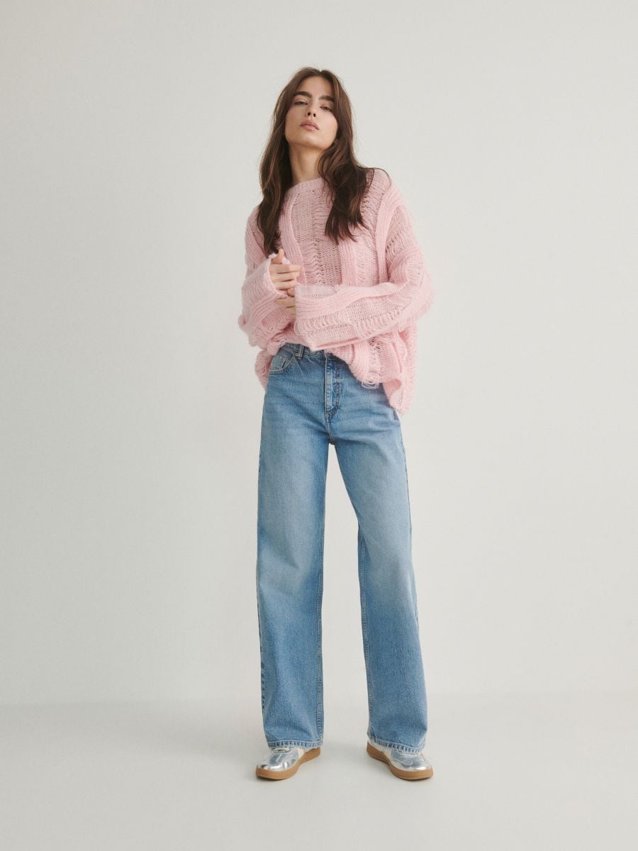 LADIES` SWEATER - pastel pink - RESERVED - 2