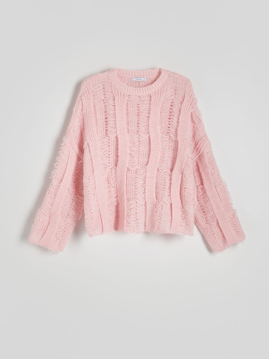LADIES` SWEATER - pastel pink - RESERVED - 4