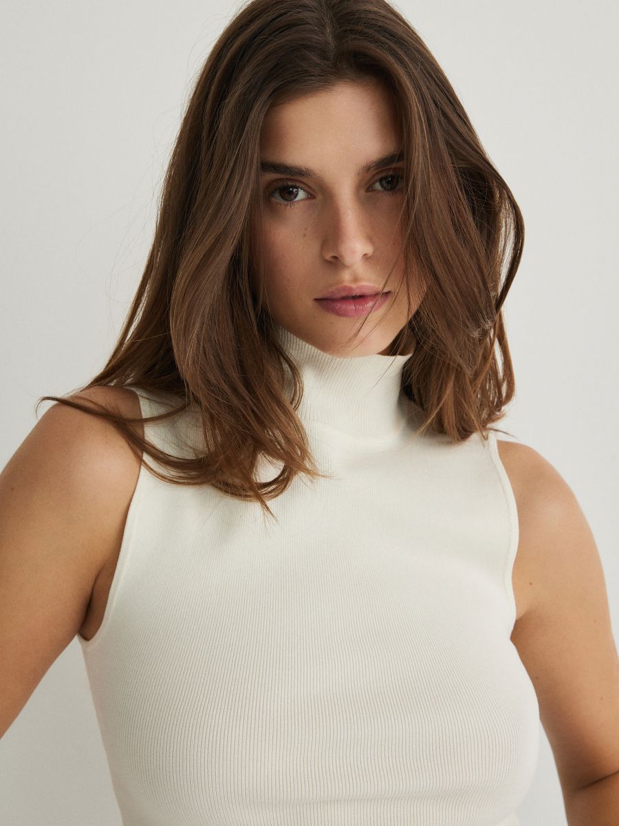 Blouse with stand up collar - cream - RESERVED - 3