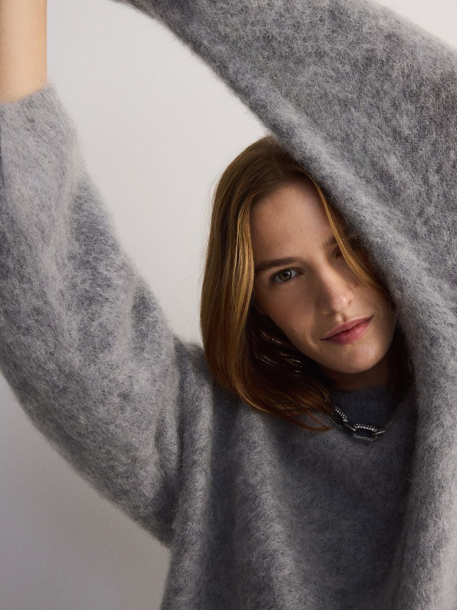 Jumper with wool and mohair blend - mid grey - RESERVED - 2