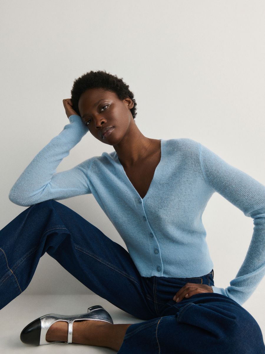 Blue crop jumper sale