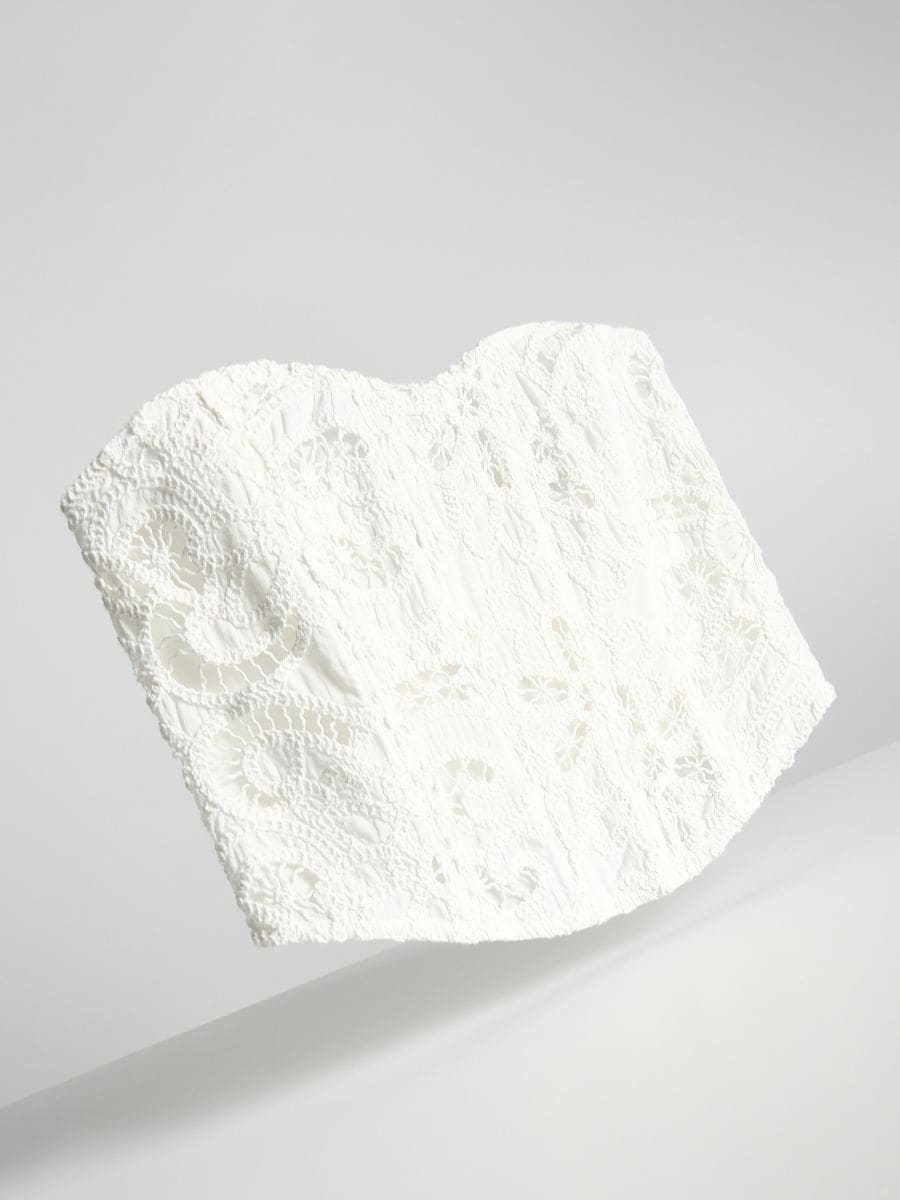 Boned corset top - white - RESERVED - 6