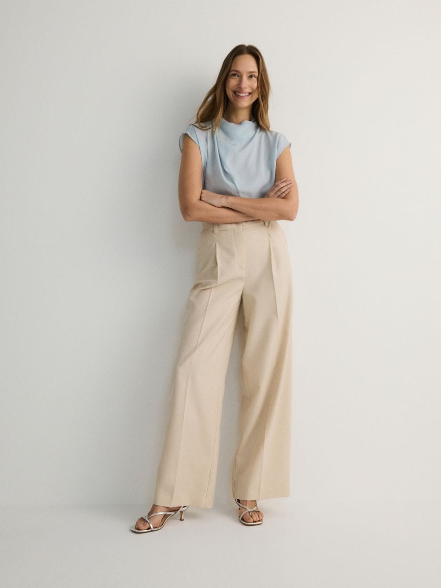 Bluza s drapiranim detaljem - svetlo tirkizna - RESERVED - 3