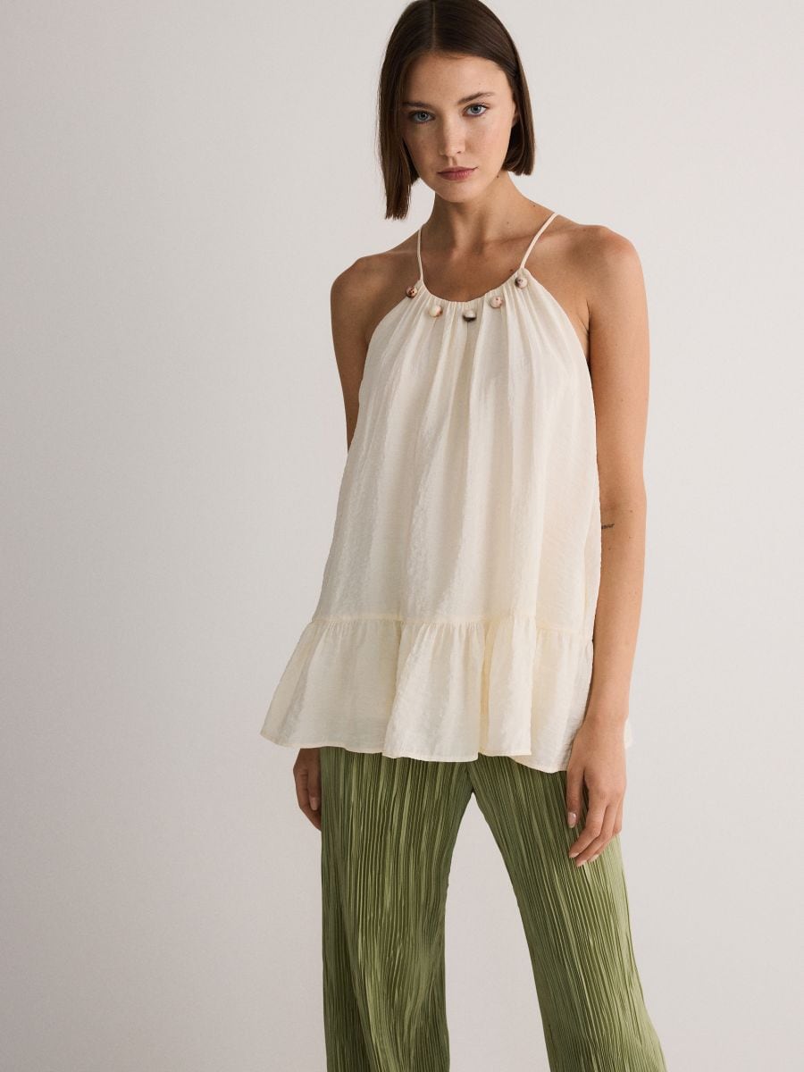 Blouse with peplum hem - nude - RESERVED - 3